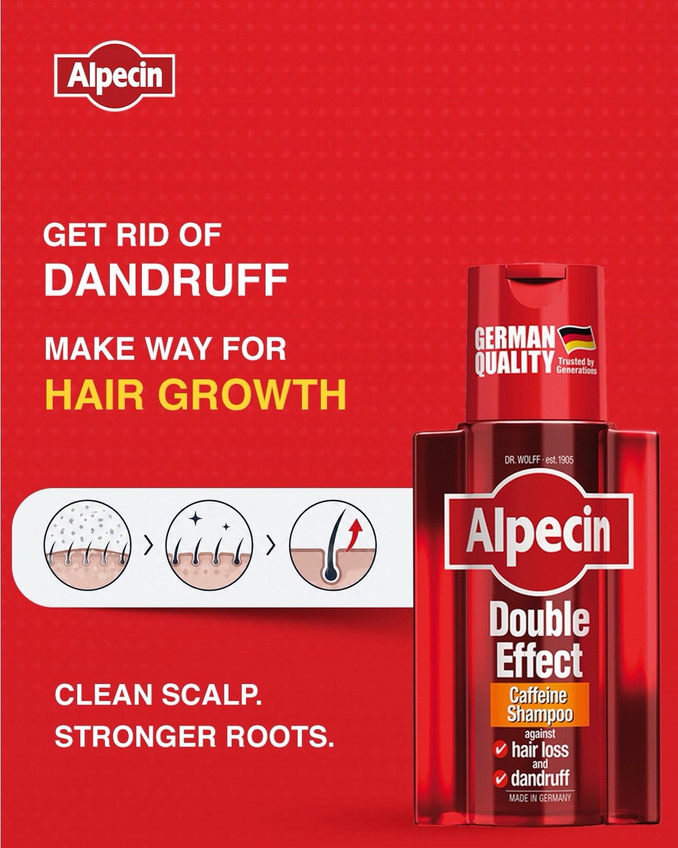 Alpecin Facebook ad: Most men treat dandruff and hair loss as…