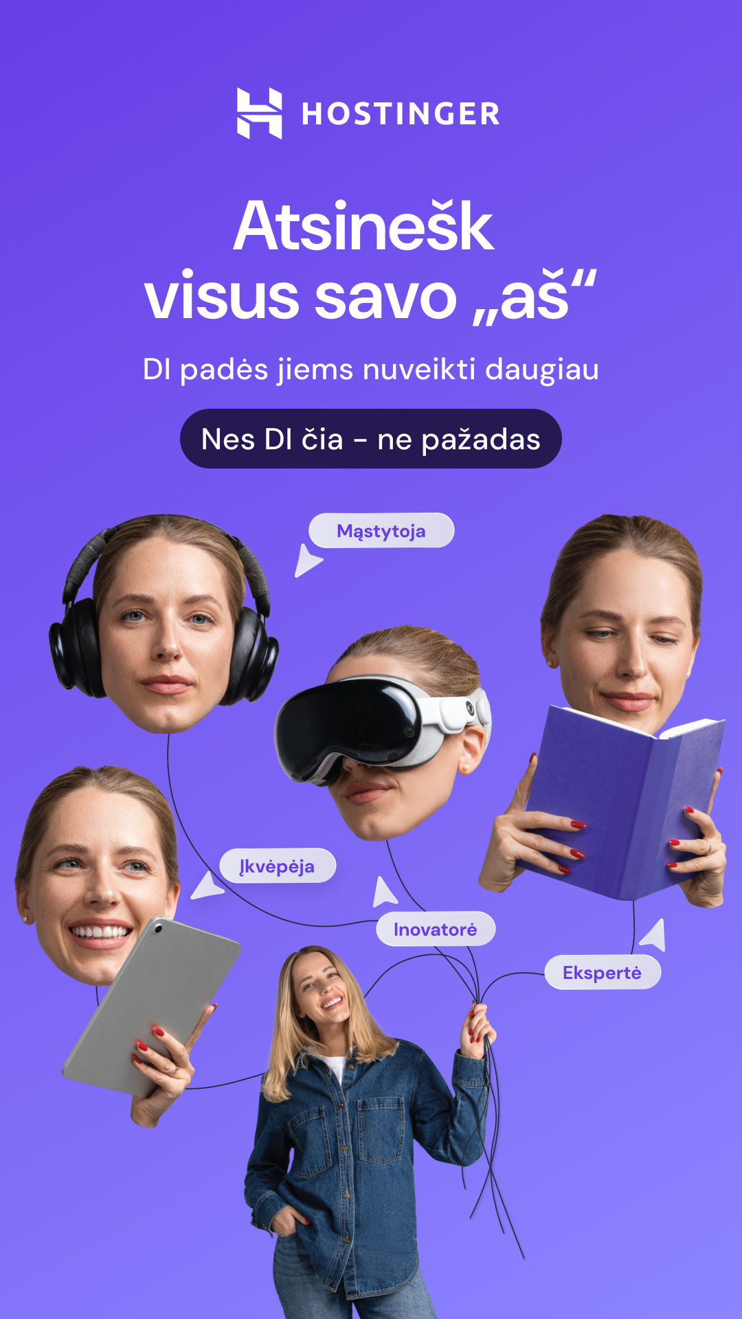 Hostinger Facebook ad: Atrask atviras pozicijas
