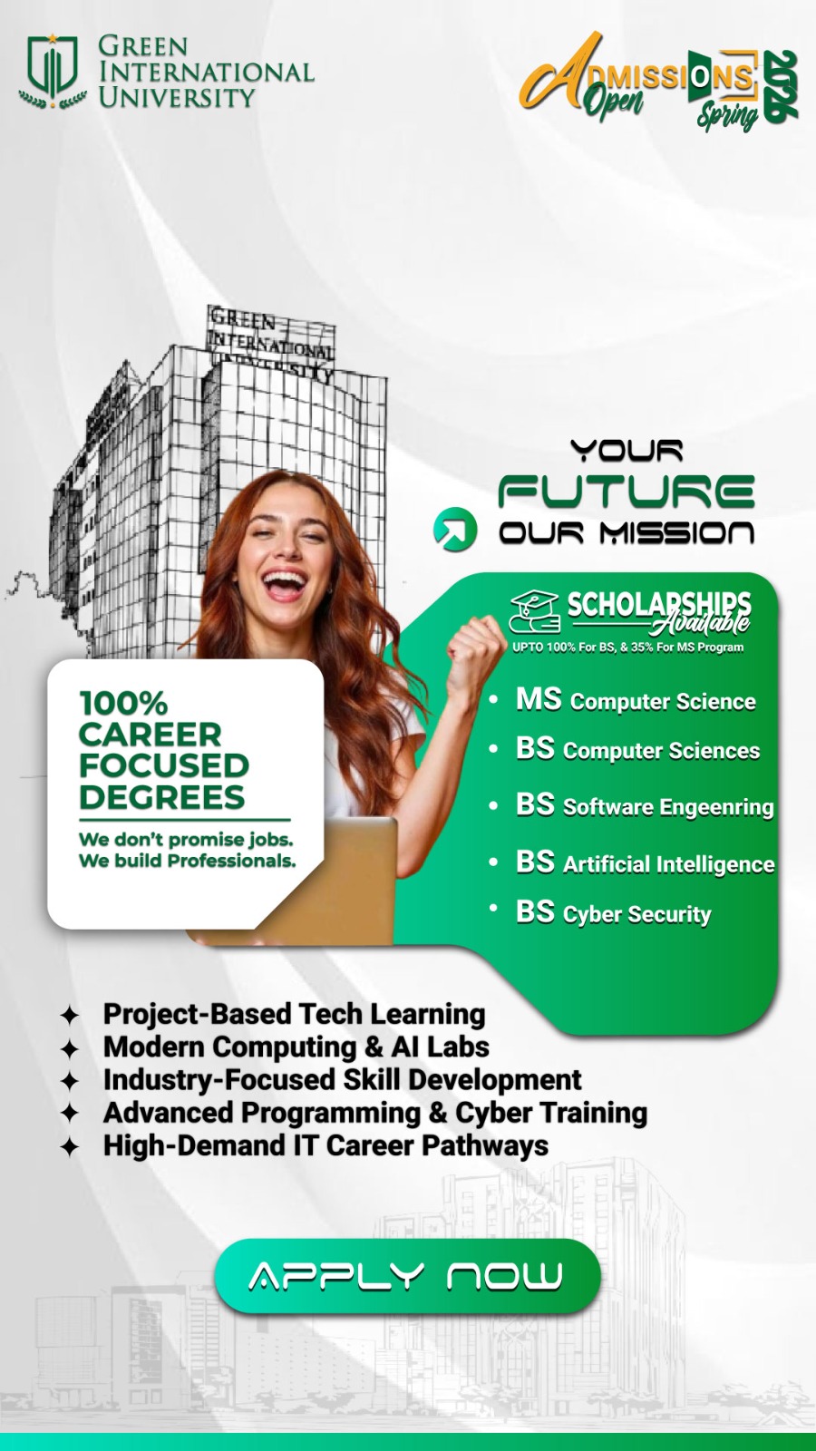 Green International University Facebook ad from Jan 6, 2026