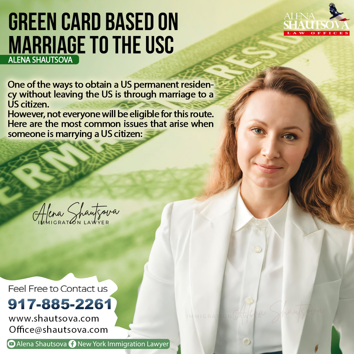 New York Immigration Lawyer Facebook ad: Unlock the process of obtaining a marriage-based green…