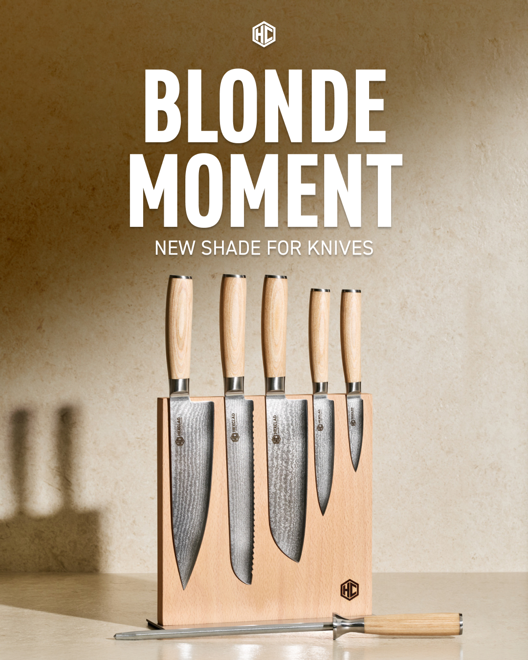 HexClad Facebook ad: New Knives in Blonde