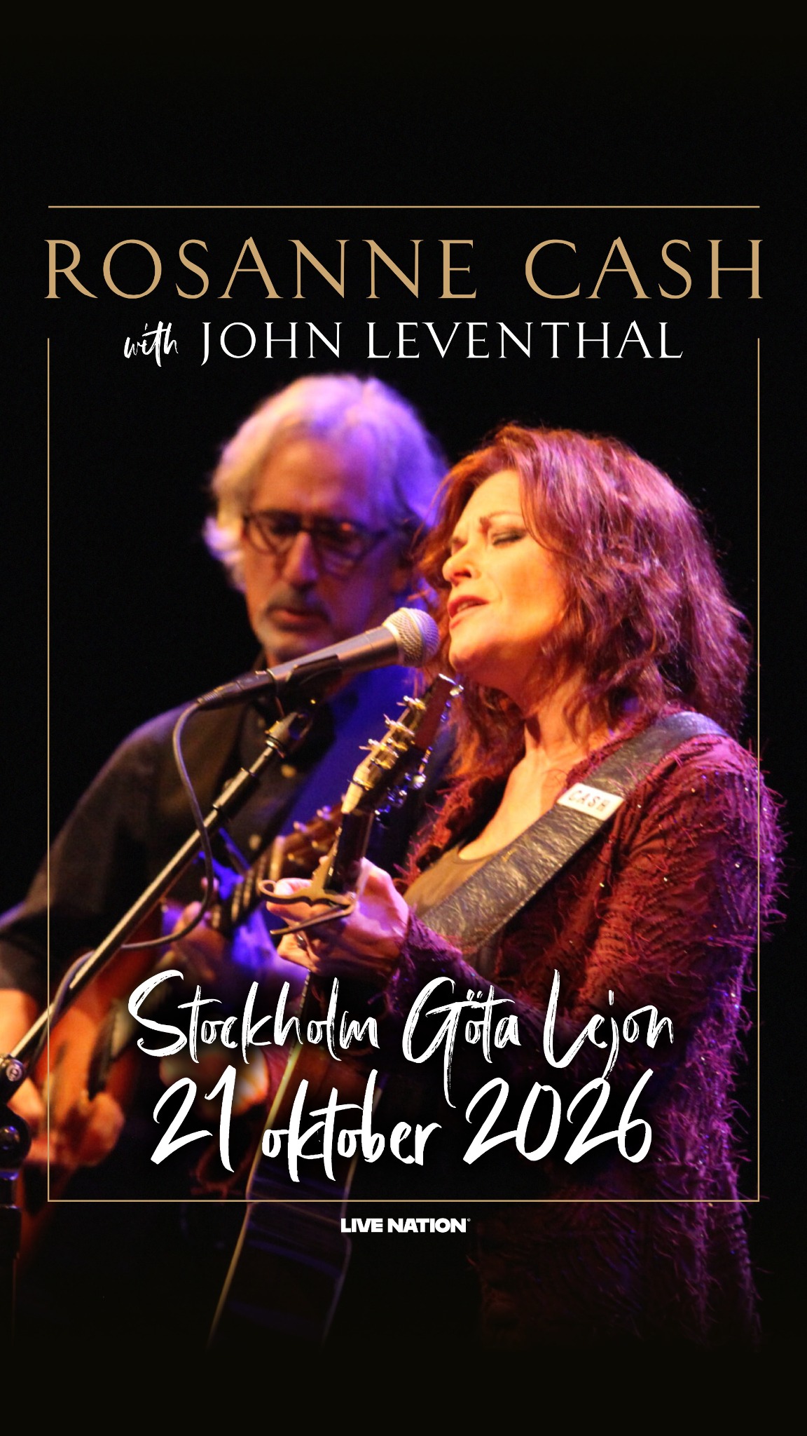 Live Nation Sweden Facebook ad: Rosanne Cash | 21 oktober | Göta Lejon, Stockholm