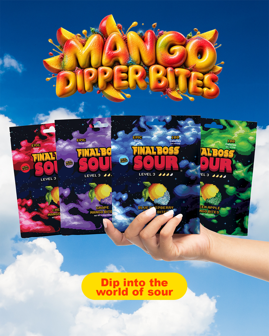 FINAL BOSS SOUR Facebook ad: Mango Bites Are Here