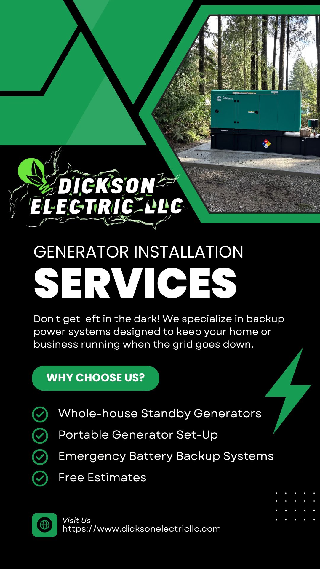 Dickson Electric, LLC. Facebook ad: Family-owned, veteran-owned electrical contractor serving…