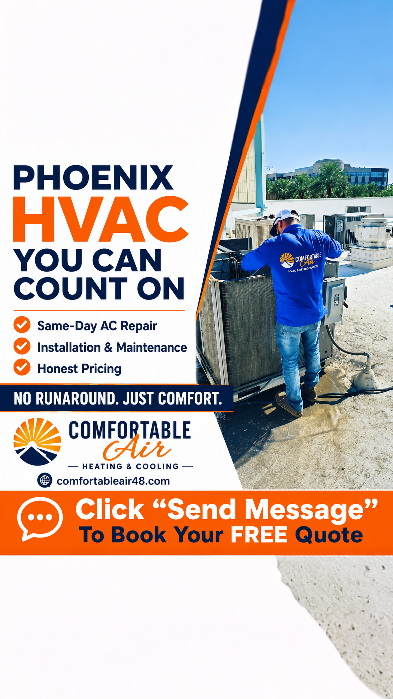 Comfortable Air Heating & Cooling Facebook ad: Free Quote for Arizona Homeowners