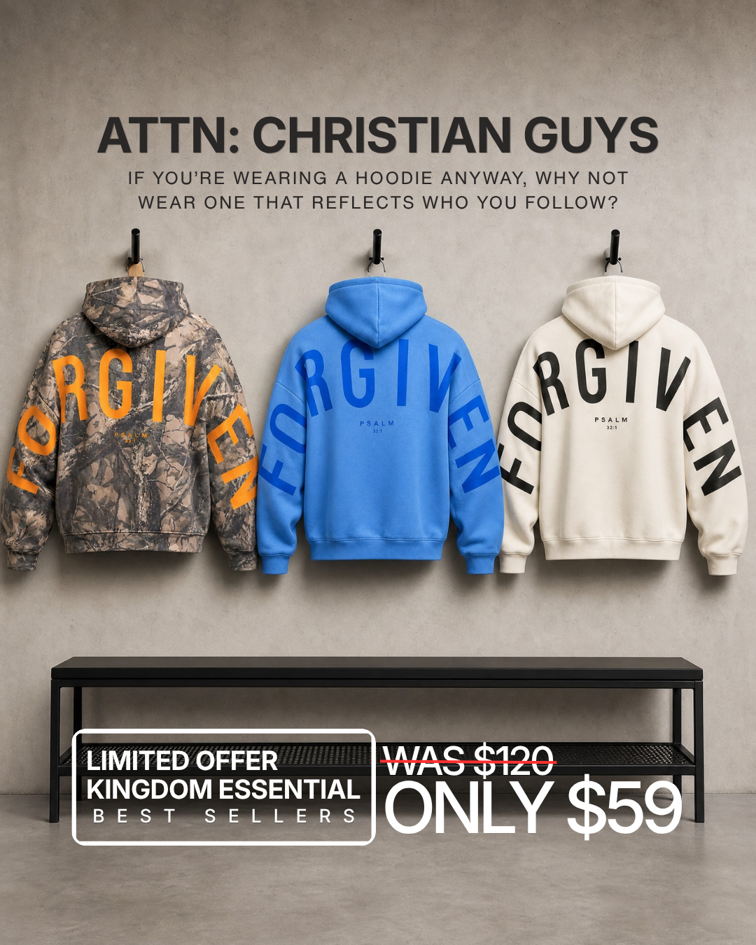 God's Love Overcomes Facebook ad: Christian Hoodies for Guys