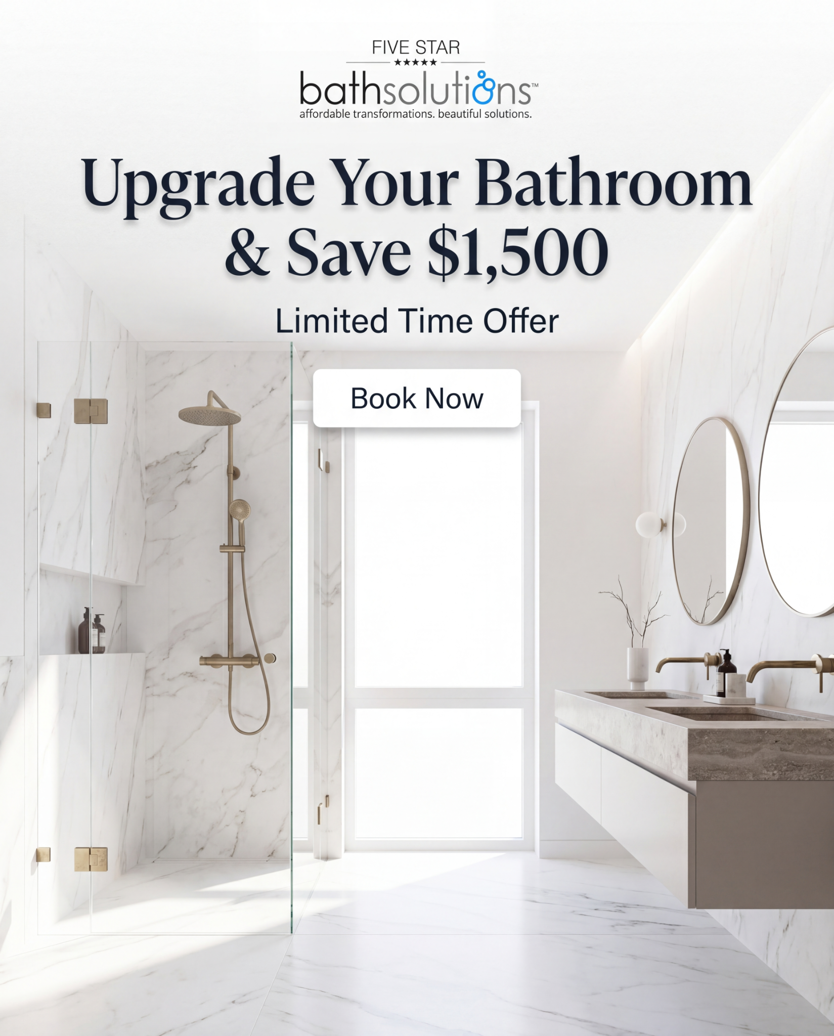 Five Star Bath Facebook ad: Save $1,500 On Your Upgrade