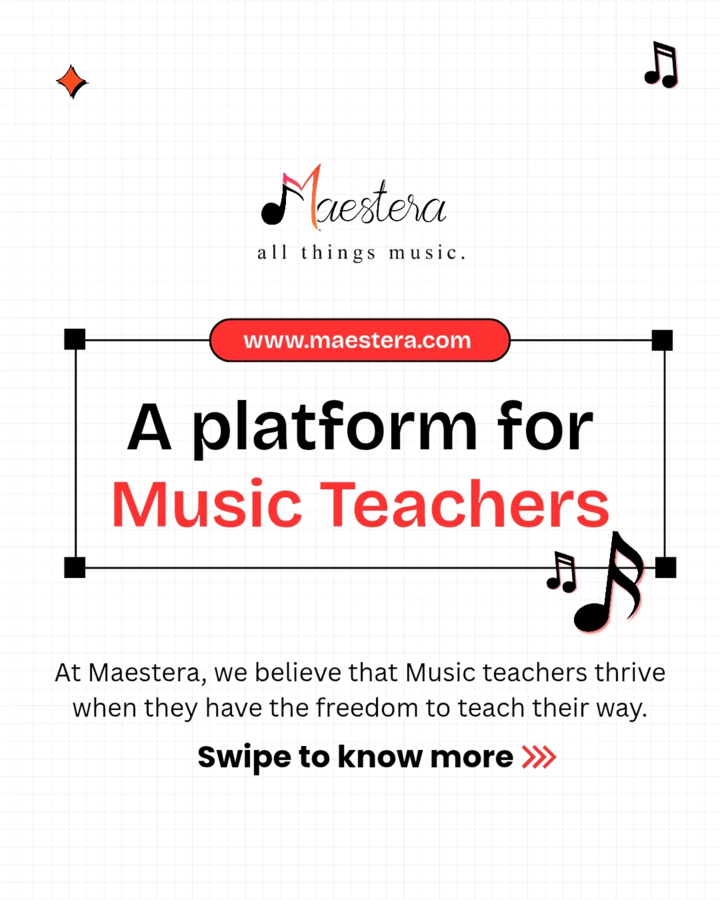 Maestera Music Facebook ad: We're a platform for Music Teachers