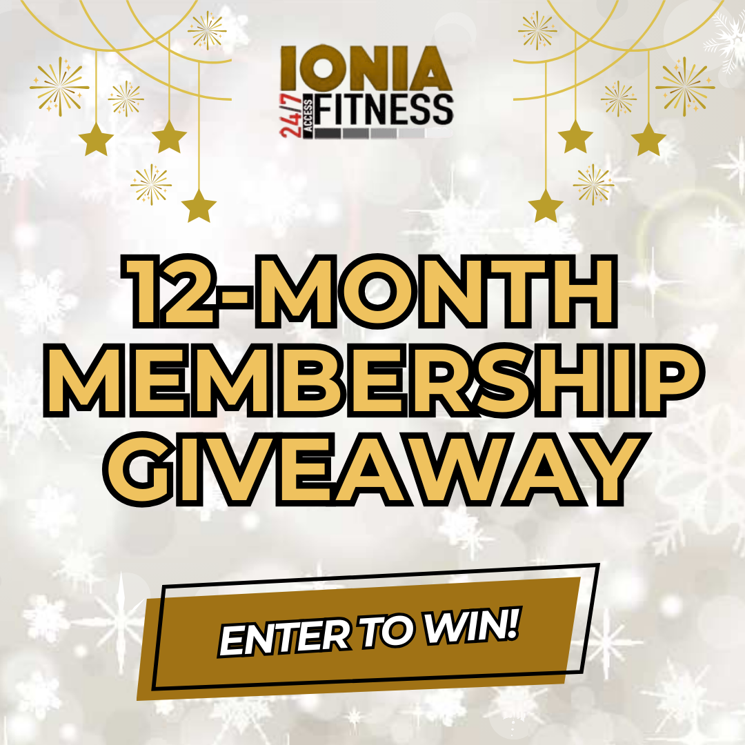 Ionia 24/7 Fitness Facebook ad: Enter To Win 12 Months FREE!
