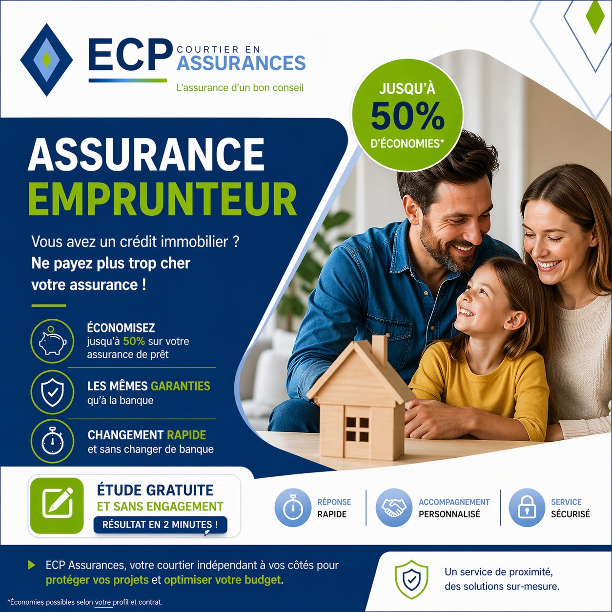 E.C.P Assurances Facebook ad: Assurance Emprunteur | Économisez jusqu'à 60% | ECP…