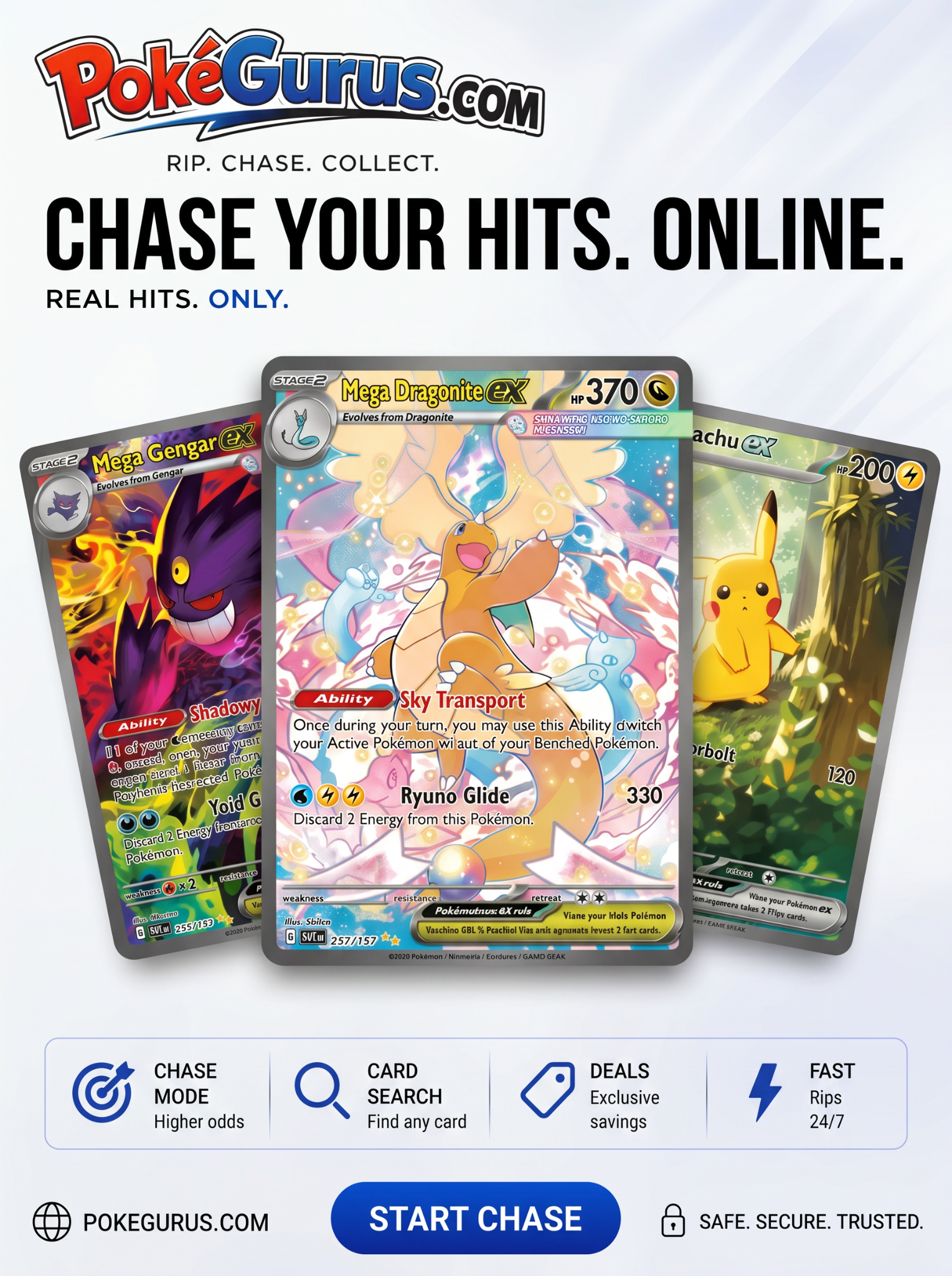 PokeGurus.com Facebook ad: Rip Ascended Heroes Online now - Ship later!
