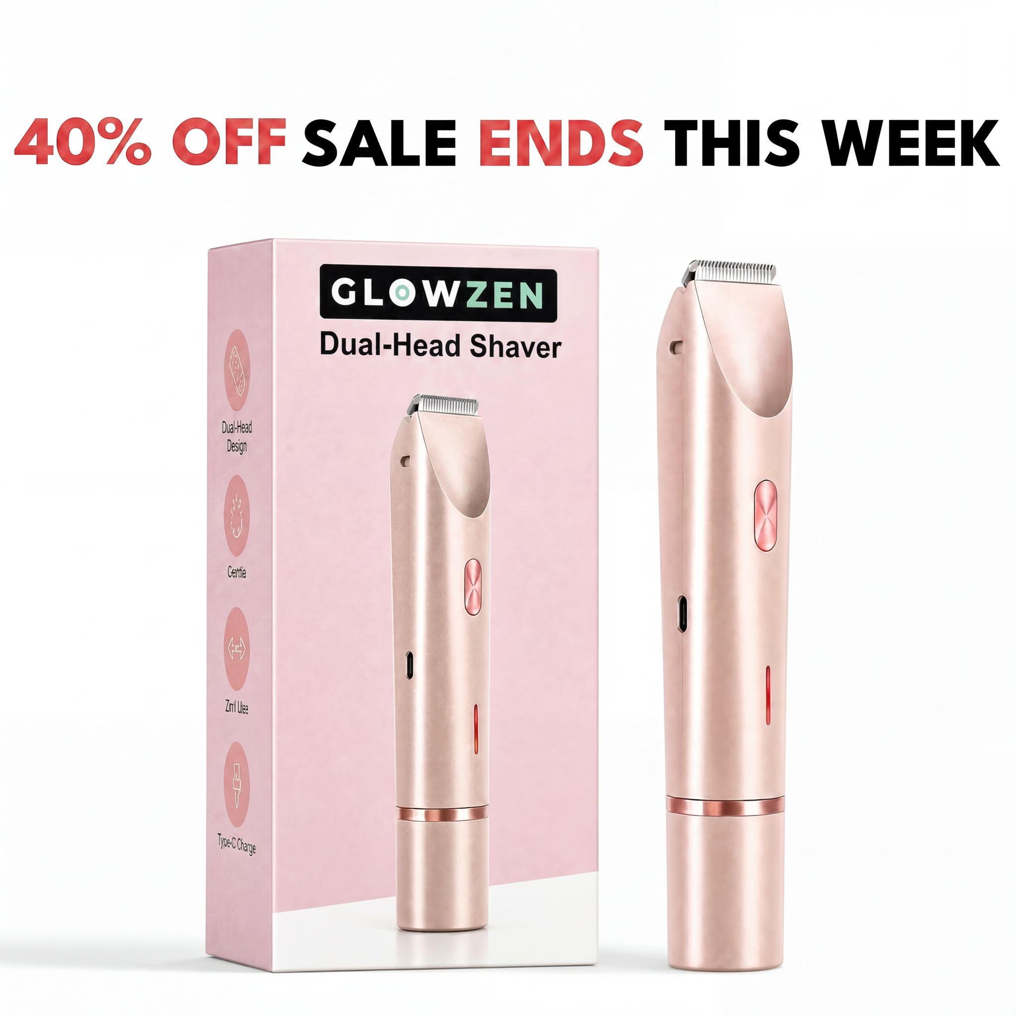 GlowZen Facebook ad: Zero nicks. Head to toe