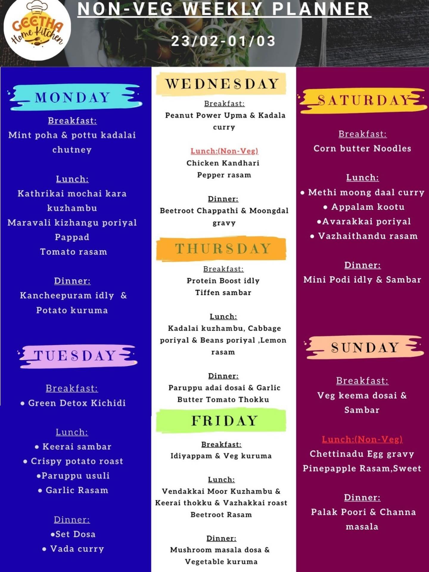 geethahomekitchen Facebook ad: Geetha Home Kitchen Weekly Planner