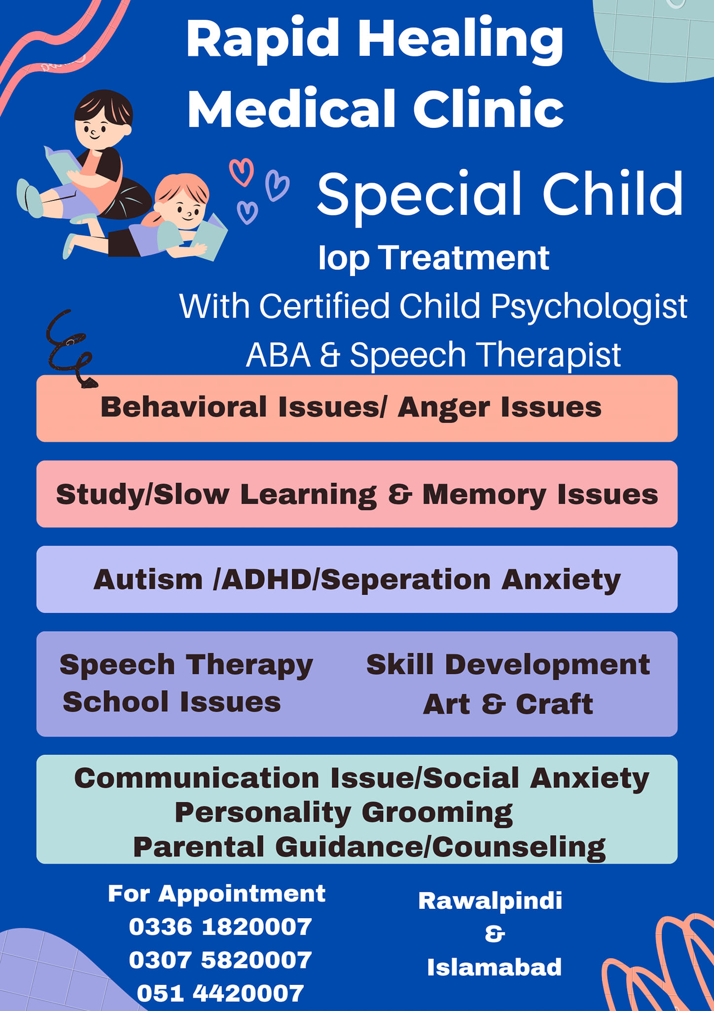 Rapid Healing Medical Clinic Facebook ad: Highly Effective Special Child IOP treatment for children…