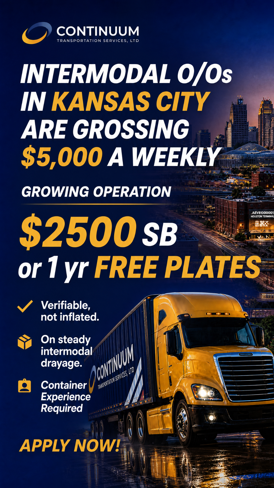 Continuum Transportation Services LTD Facebook ad: Gross Up to $5,000+/Week