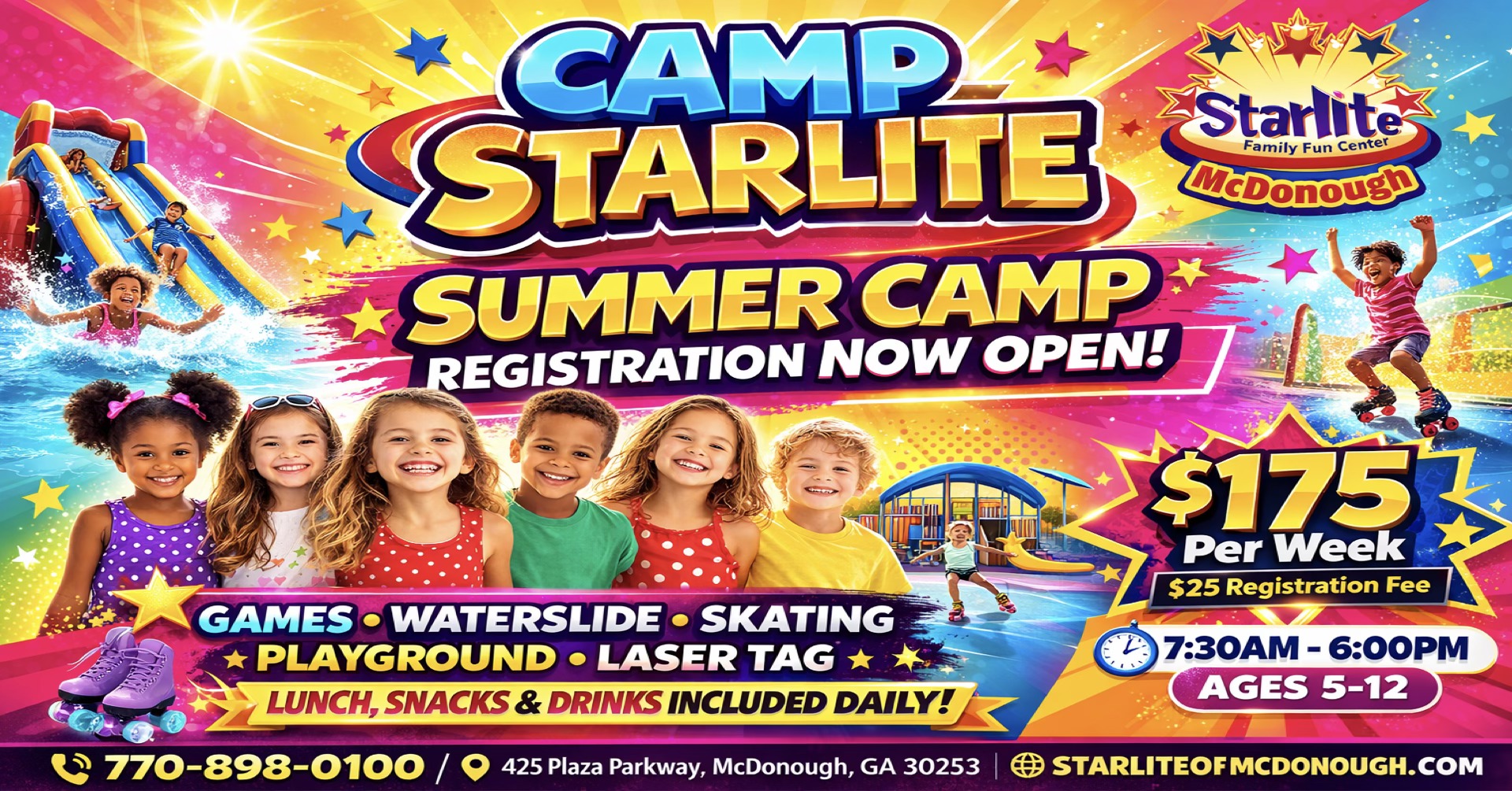 Starlite Family Fun Center Of McDonough Facebook ad: Camp Starlite Summer Camp 2026, Registration Now Open!