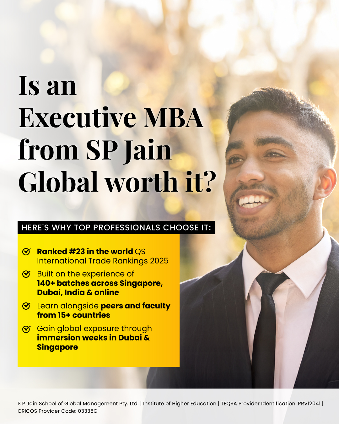 SP Jain School of Global Management Facebook ad