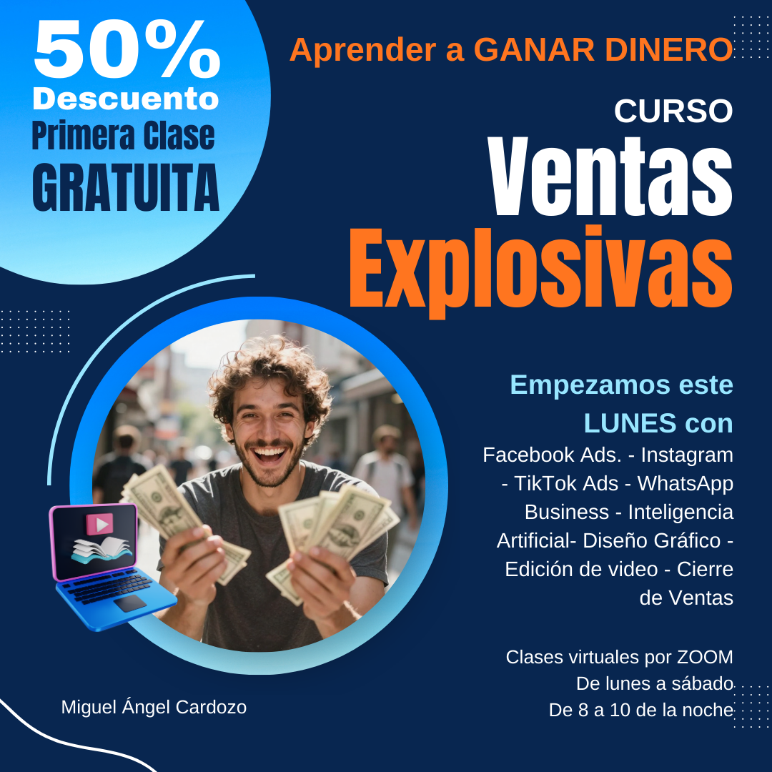 Miguel Ángel Cardozo exxito21 Facebook ad: CLASES EN VIVO POR ZOOM