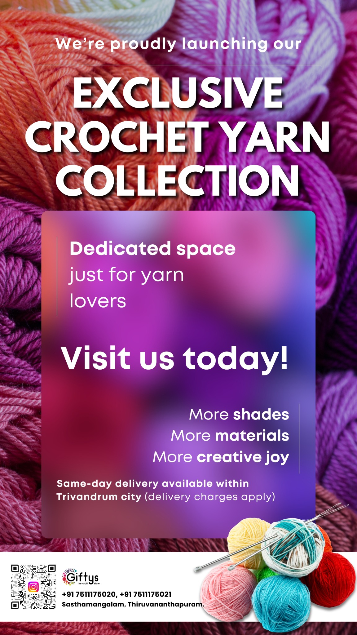 Giftys- The Craft Store Facebook ad: Yarn lovers of Trivandrum