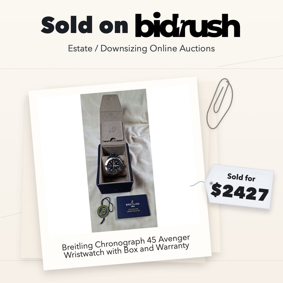 BidRush Facebook ad: Recent sold highlights on BidRush.
