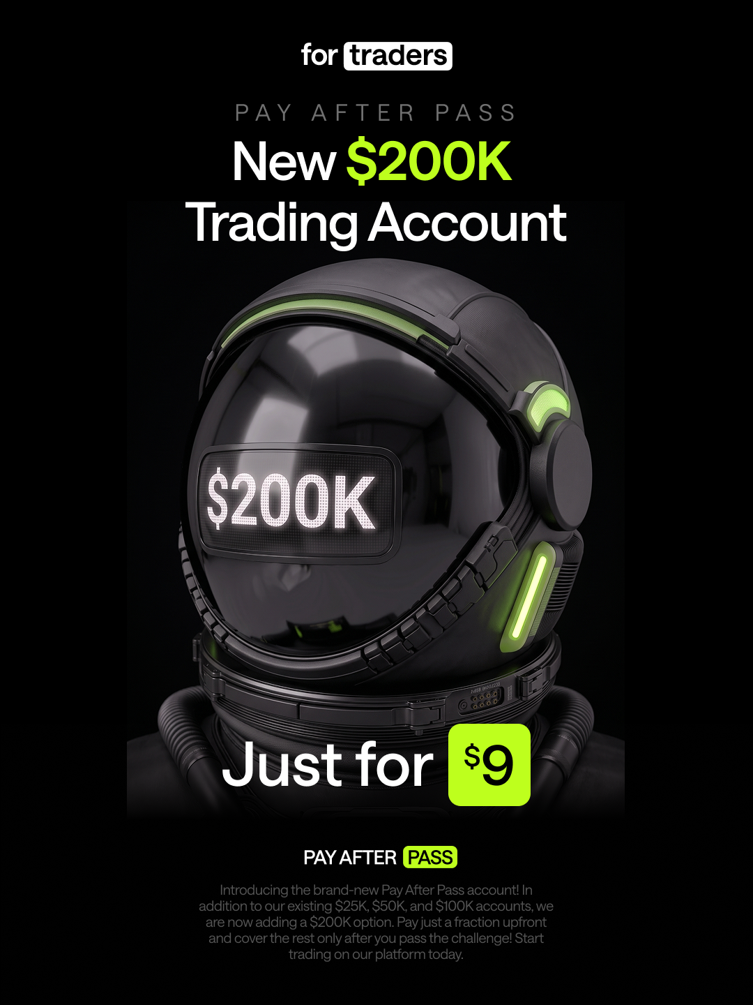 For Traders Global Facebook ad: Pass First, Pay Later