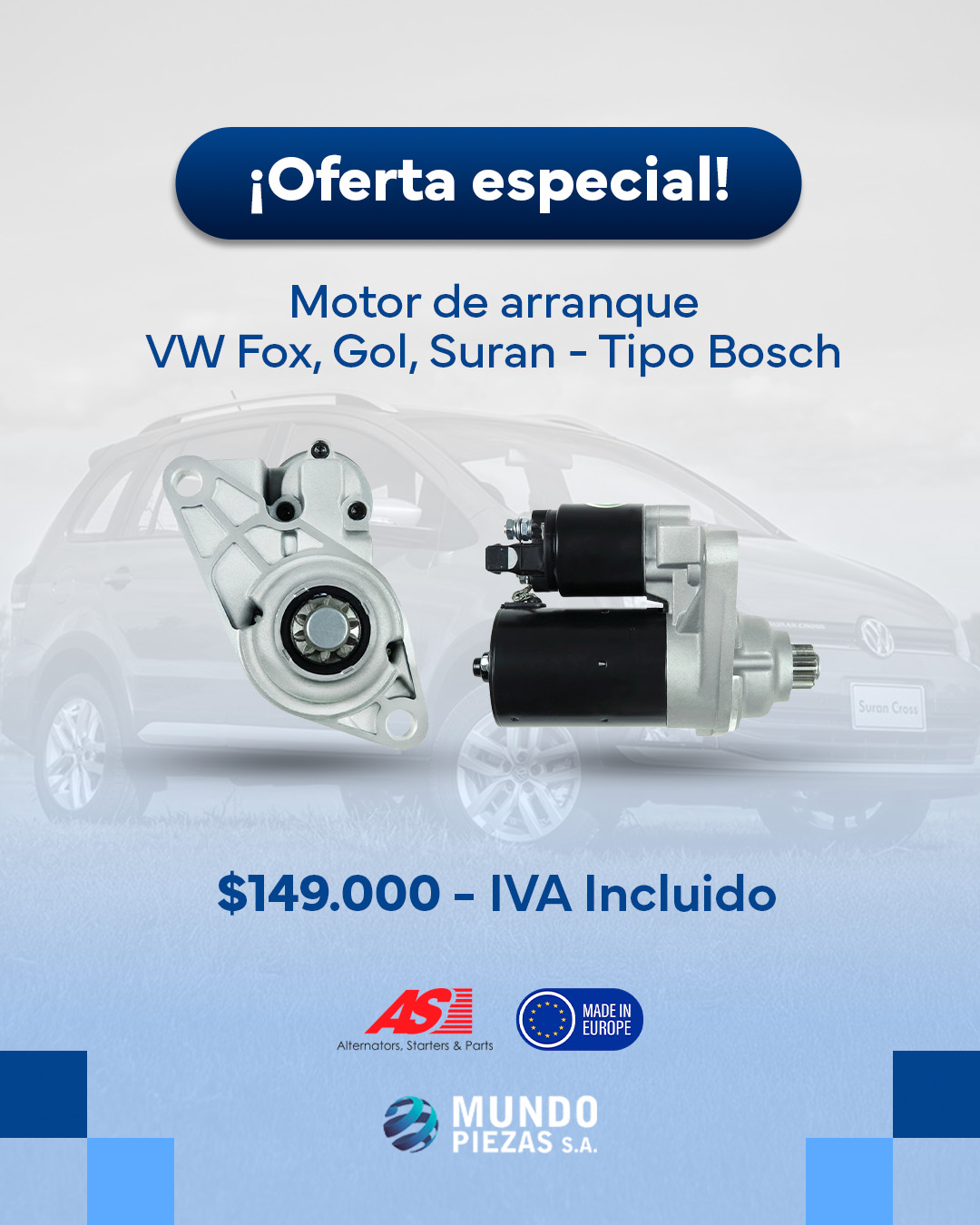 Mundo Piezas SA Facebook ad: OFERTA ESPECIAL, MOTOR DE ARRANQUE