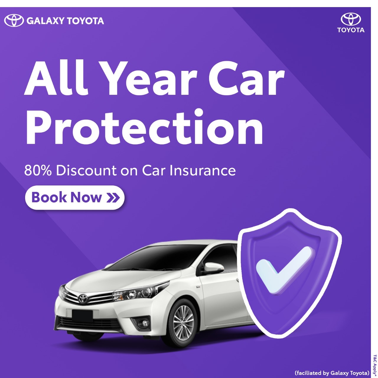 Galaxy Toyota Facebook ad: Get 80% Discount On Toyota Insurance.