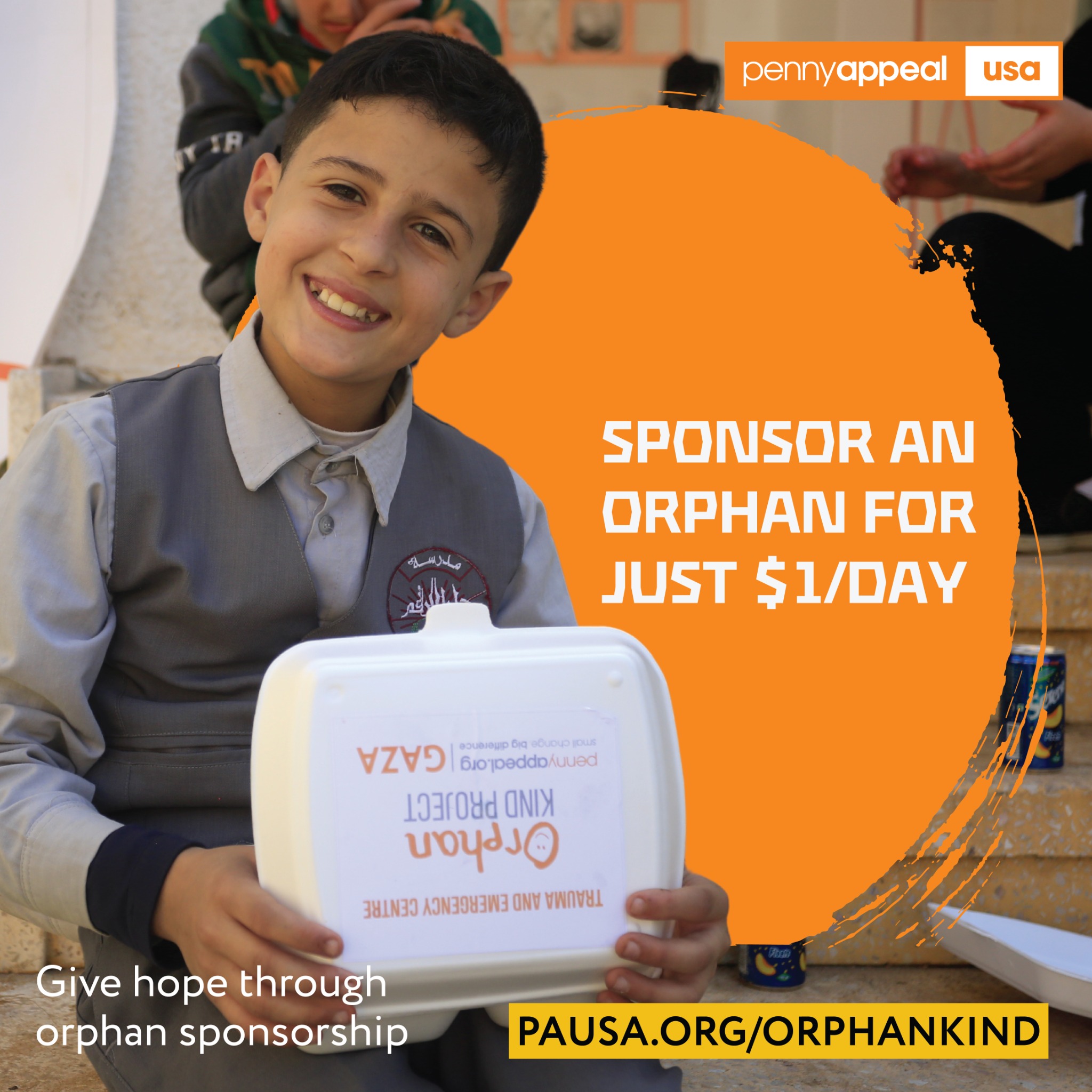 Penny Appeal USA Facebook ad: Sponsor An Orphan. Change A Life Today