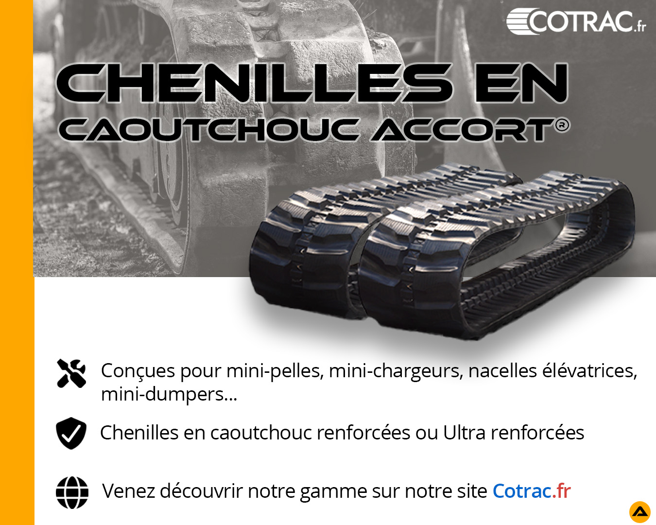 Cotrac.fr Facebook ad: Chenille caoutchouc Accort