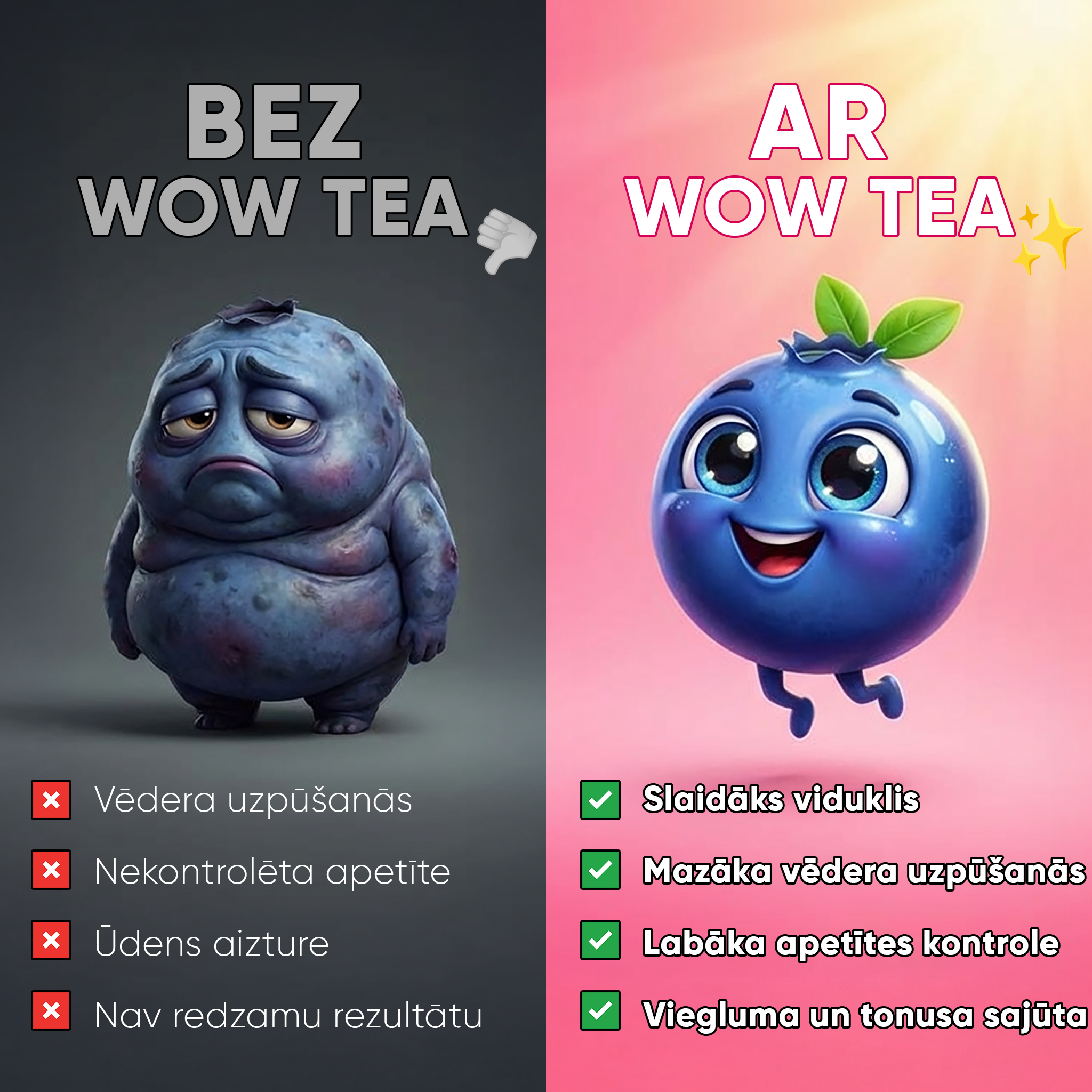WOW TEA Latvijas Republika Facebook ad: Trīskārša iedarbība slaidai figūrai