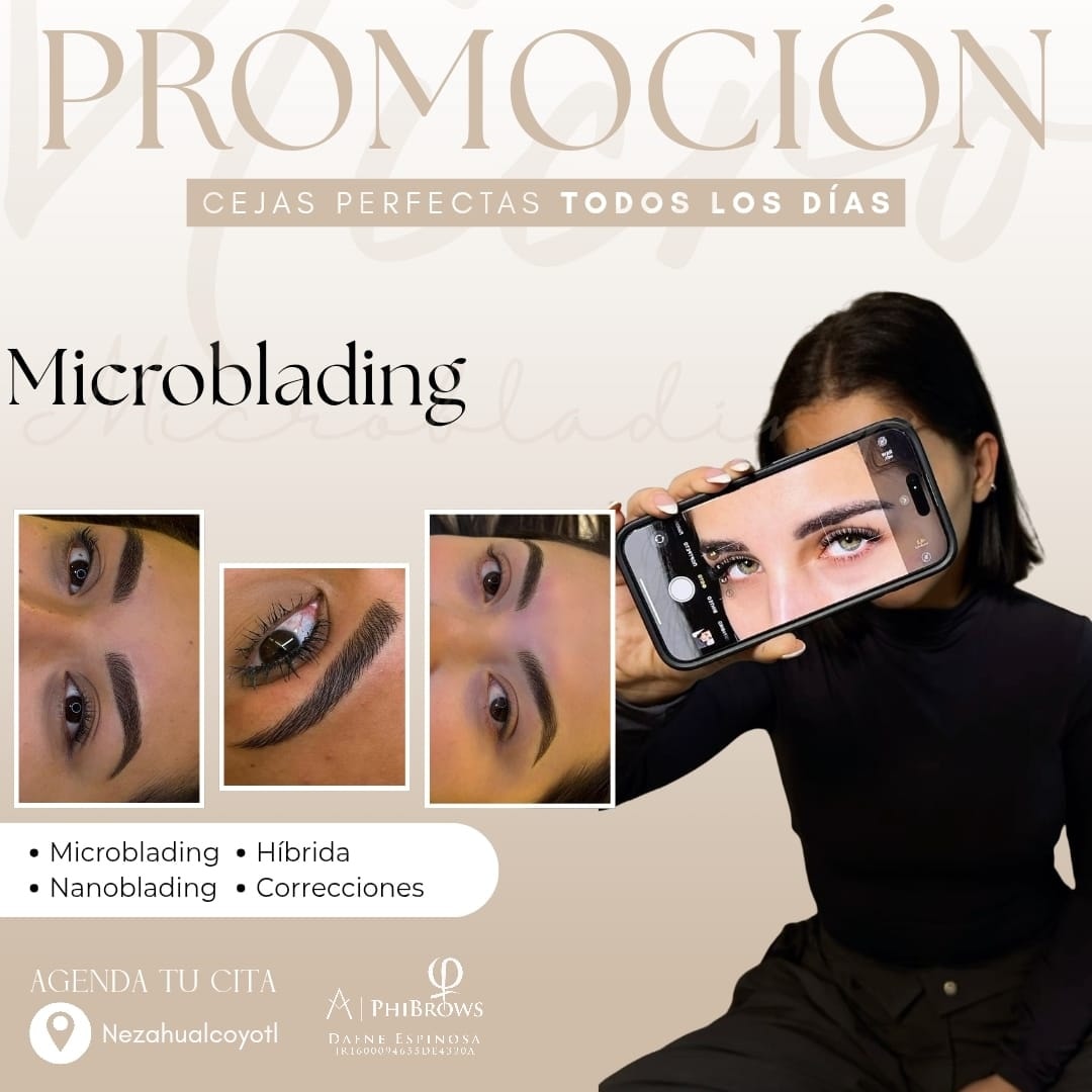 Dafne Espinosa phibrows Facebook ad: Despierta con cejas perfectas todos los días