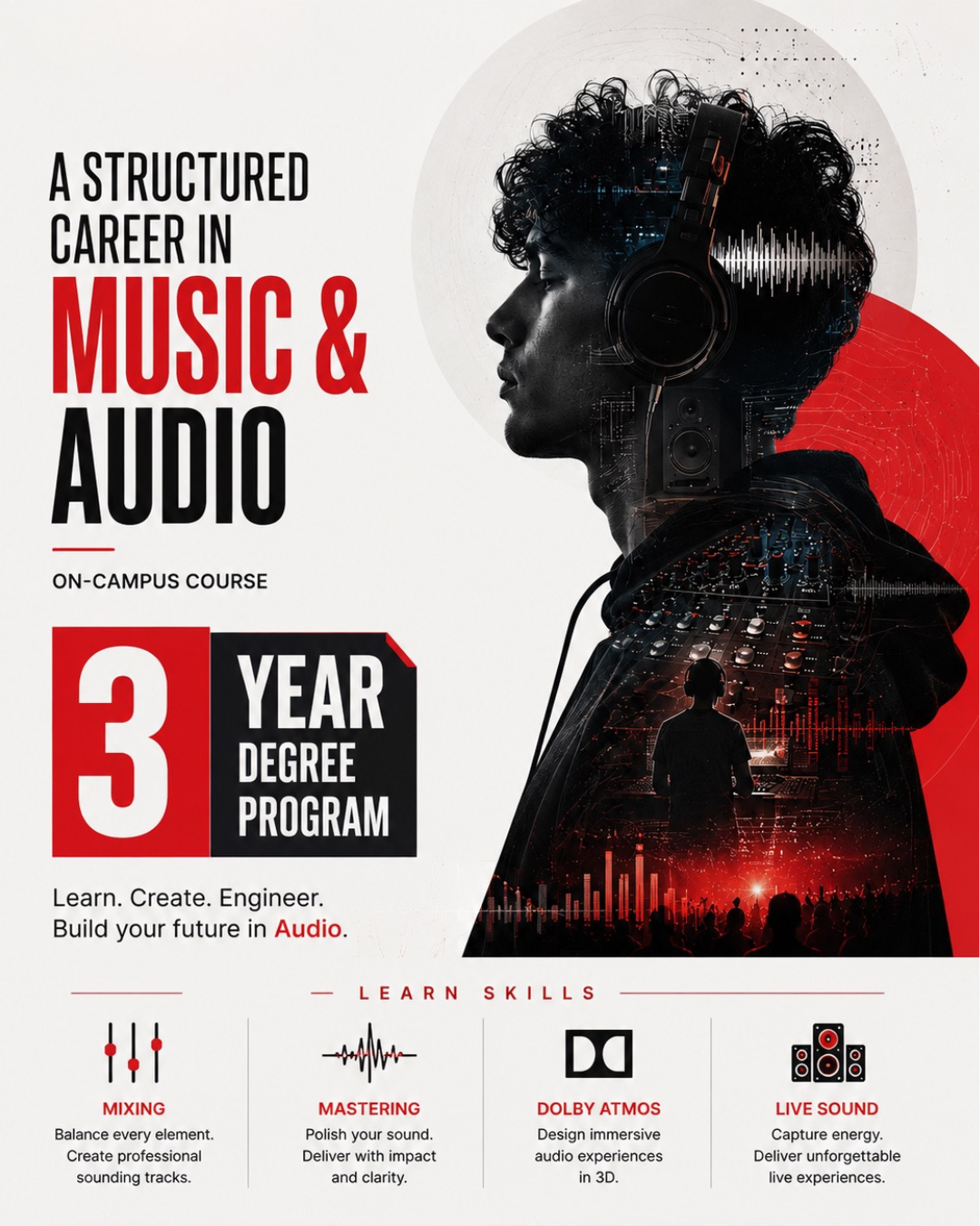 The Audio Guys Institute Facebook ad: Learn to Make Music