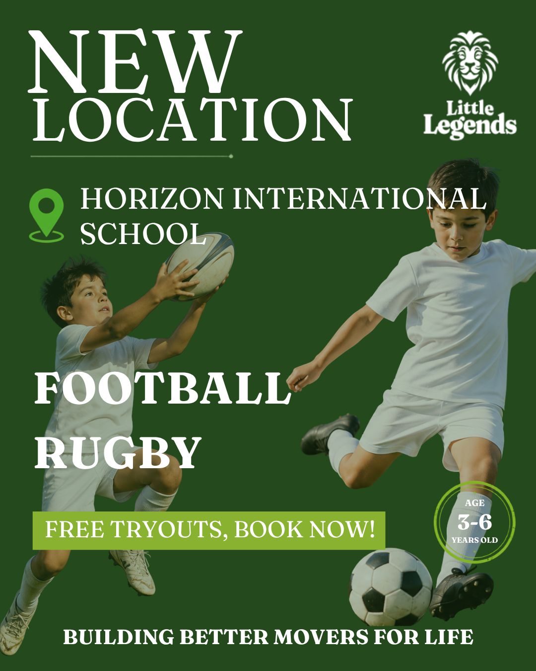 Little Legends Sports Academy Facebook ad: A NEW SEASON OF SPORT, FUN & ADVENTURE…