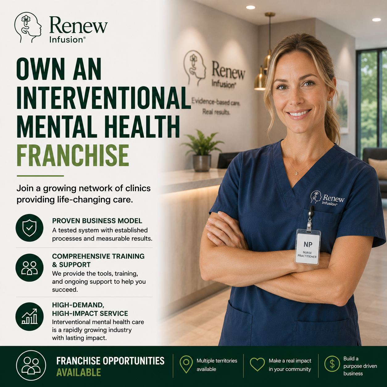 Acquire Connect Facebook ad: Own an Interventional Mental Health Franchise