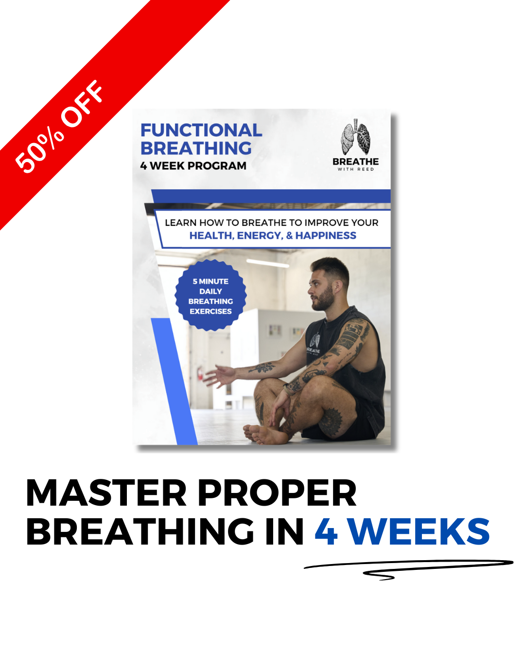 Breathe With Reed Facebook ad: Melt stress away in 5 minutes per day.