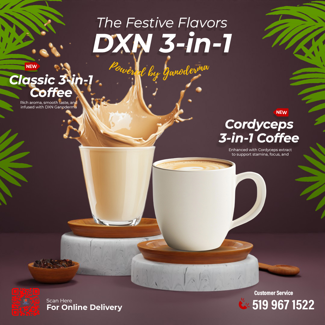 DXN Canada Head Office Facebook ad: Introducing the DXN 3-in-1 Coffee Collection
