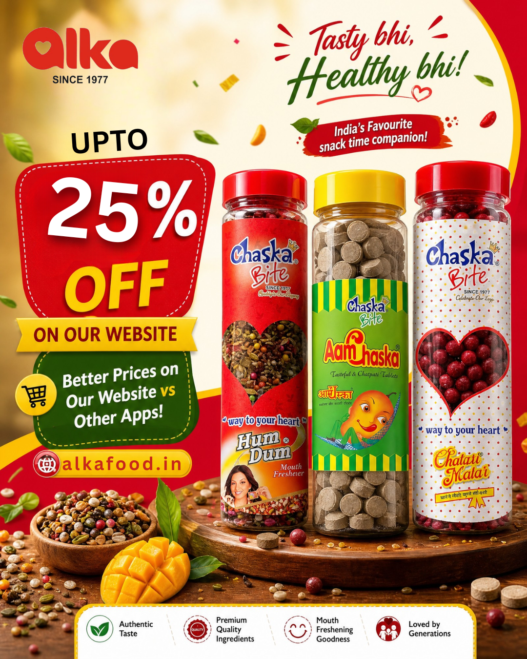 ALKA FOODS Pvt. Ltd. Facebook ad: One Pack? Why Choose Just One!