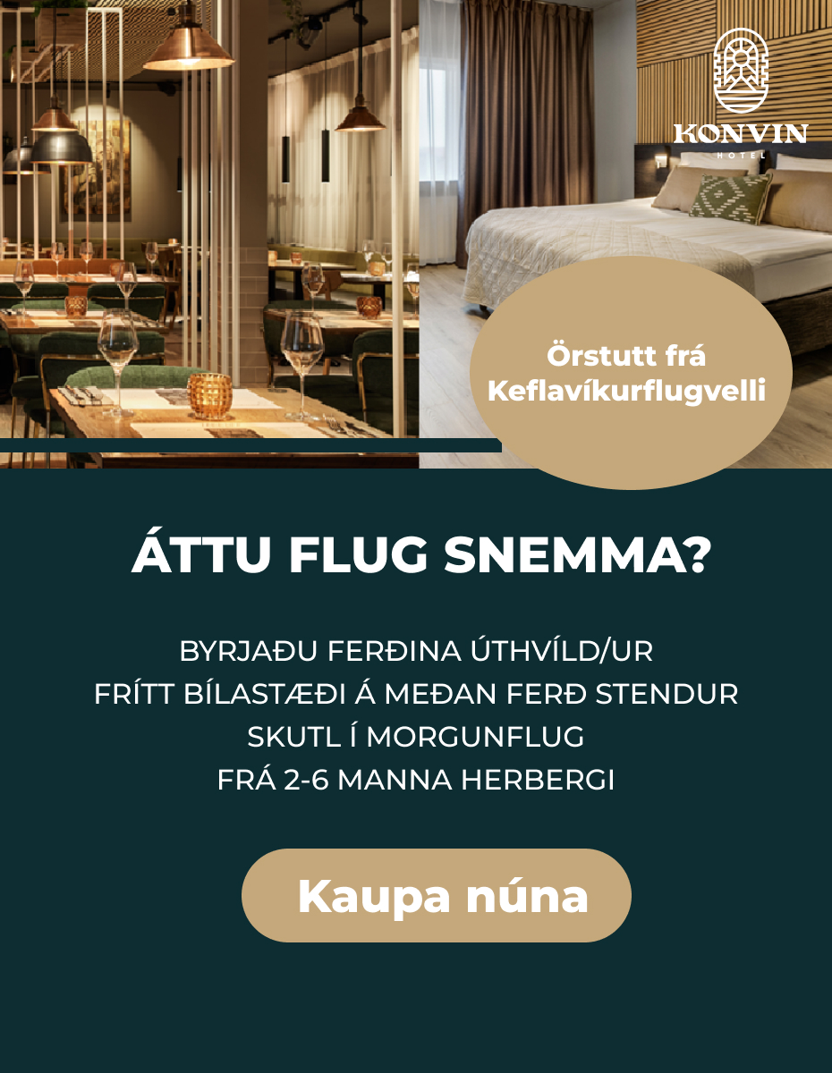 Konvin Hotel by Keflavik Airport Facebook ad from May 15, 2026