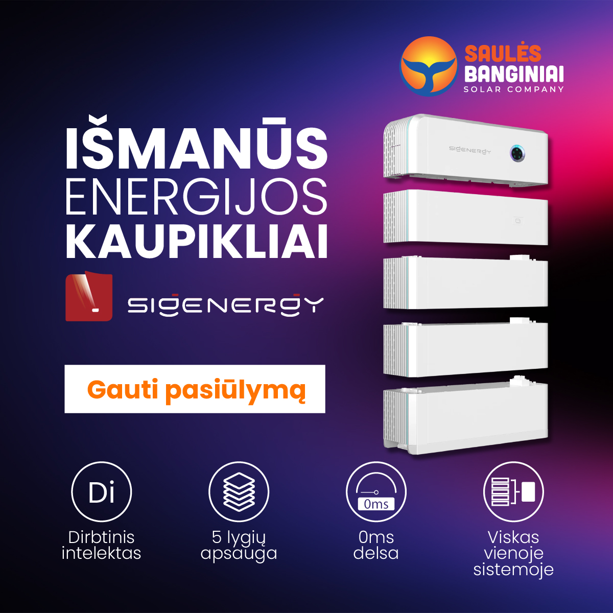 Saulės banginiai - Saulės elektrinės Facebook ad