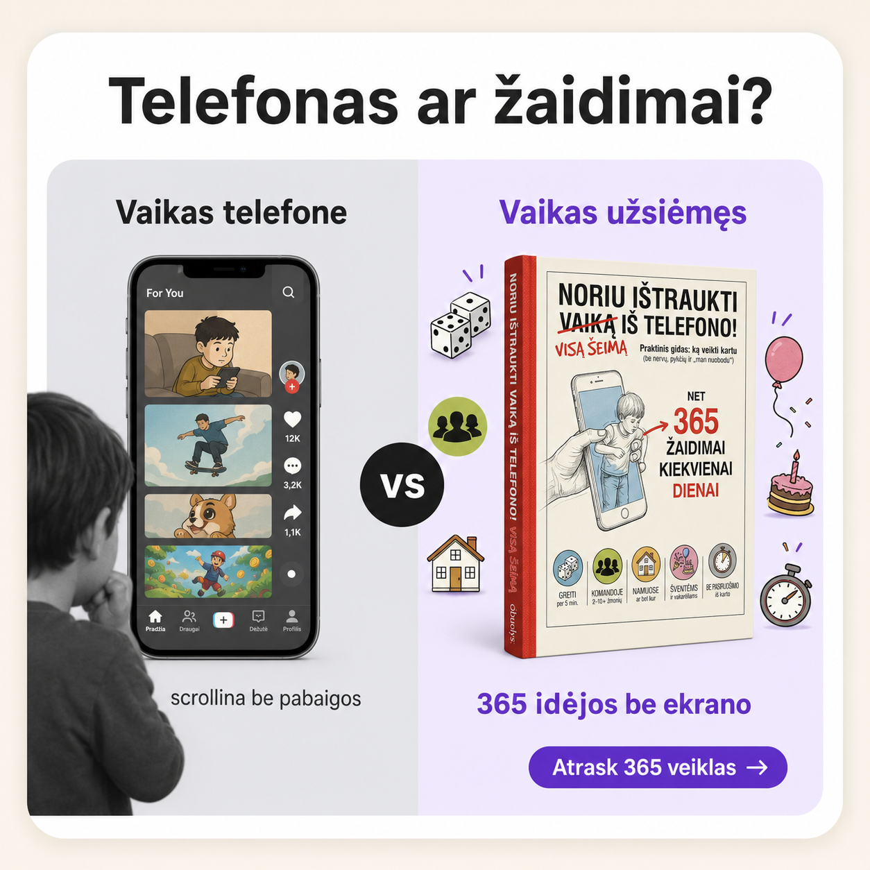 Obuolys Facebook ad: Dar penkias minutes.