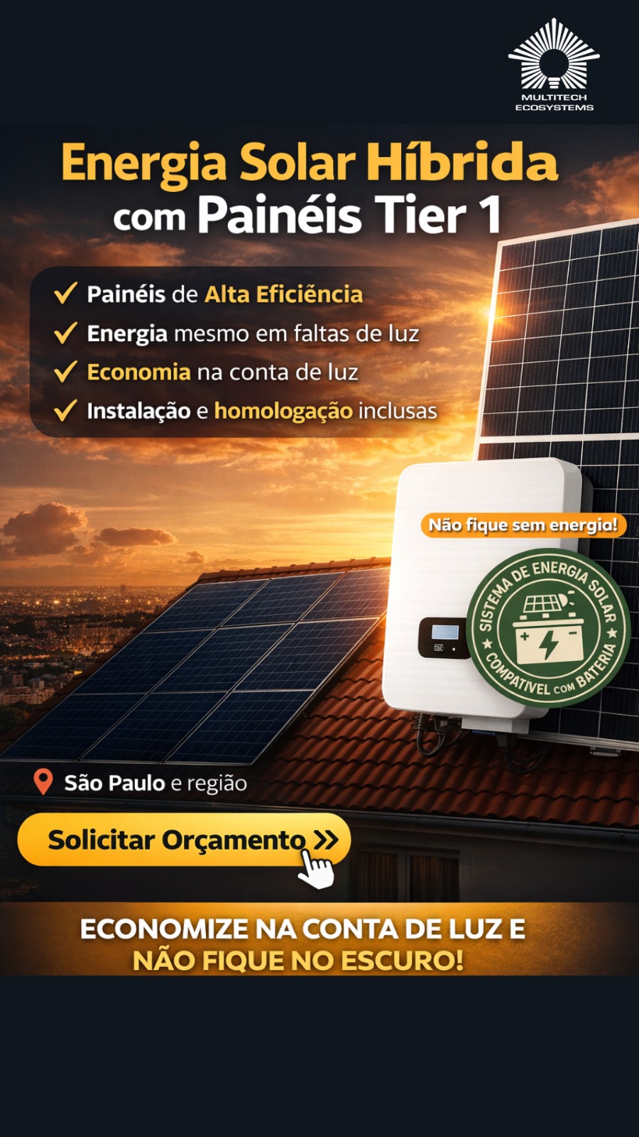 Multitech Ecosystems Facebook ad: Faça já um orçamento gratuito