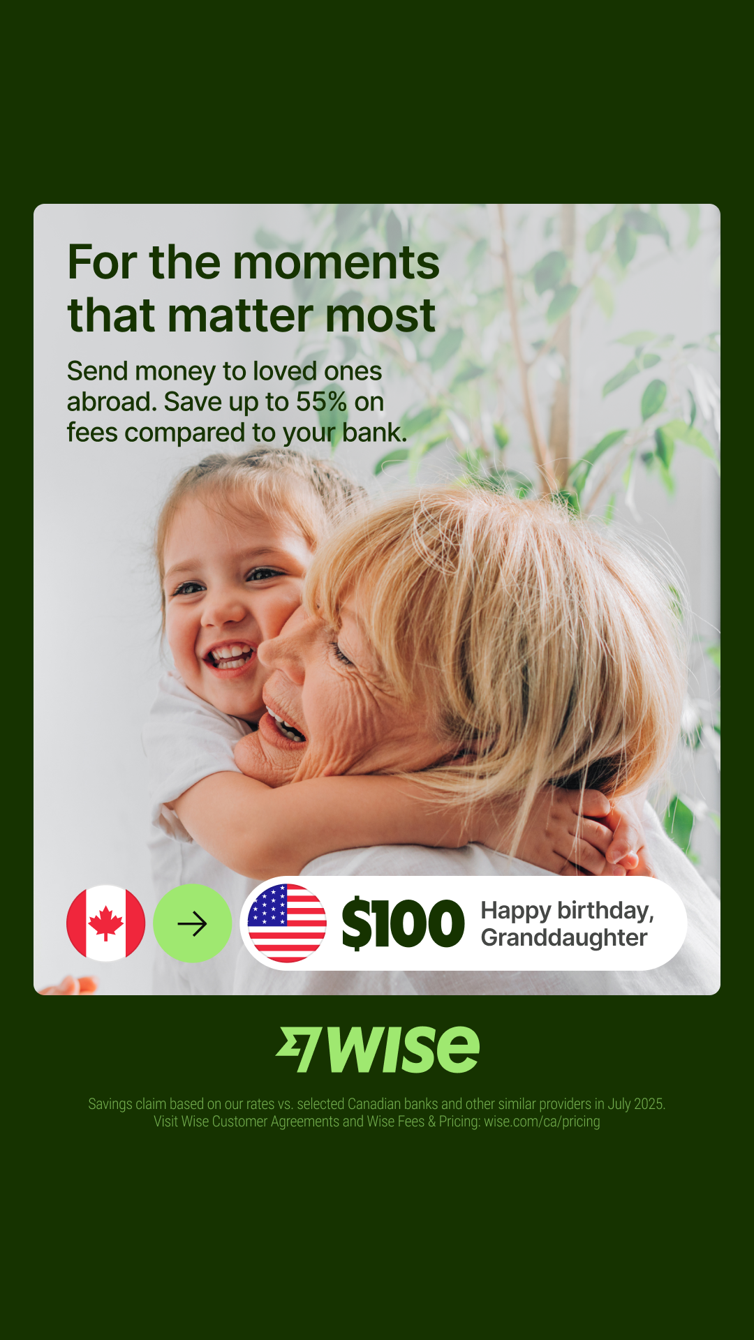 Wise Facebook ad