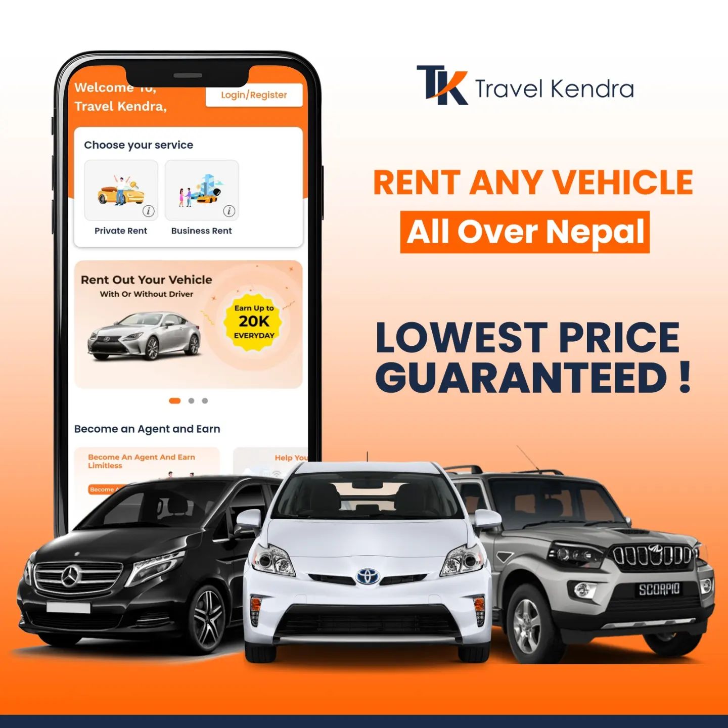 Travel Kendra Facebook ad: Rent Car Now