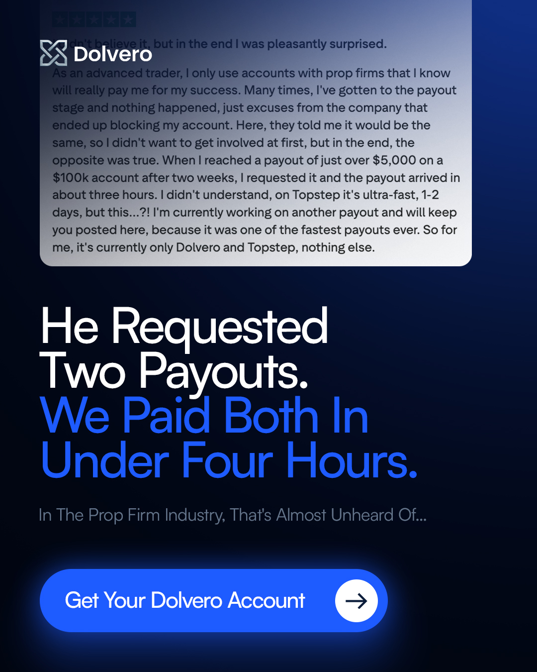Dolvero Facebook ad: Most Prop Firms Profit From Failure