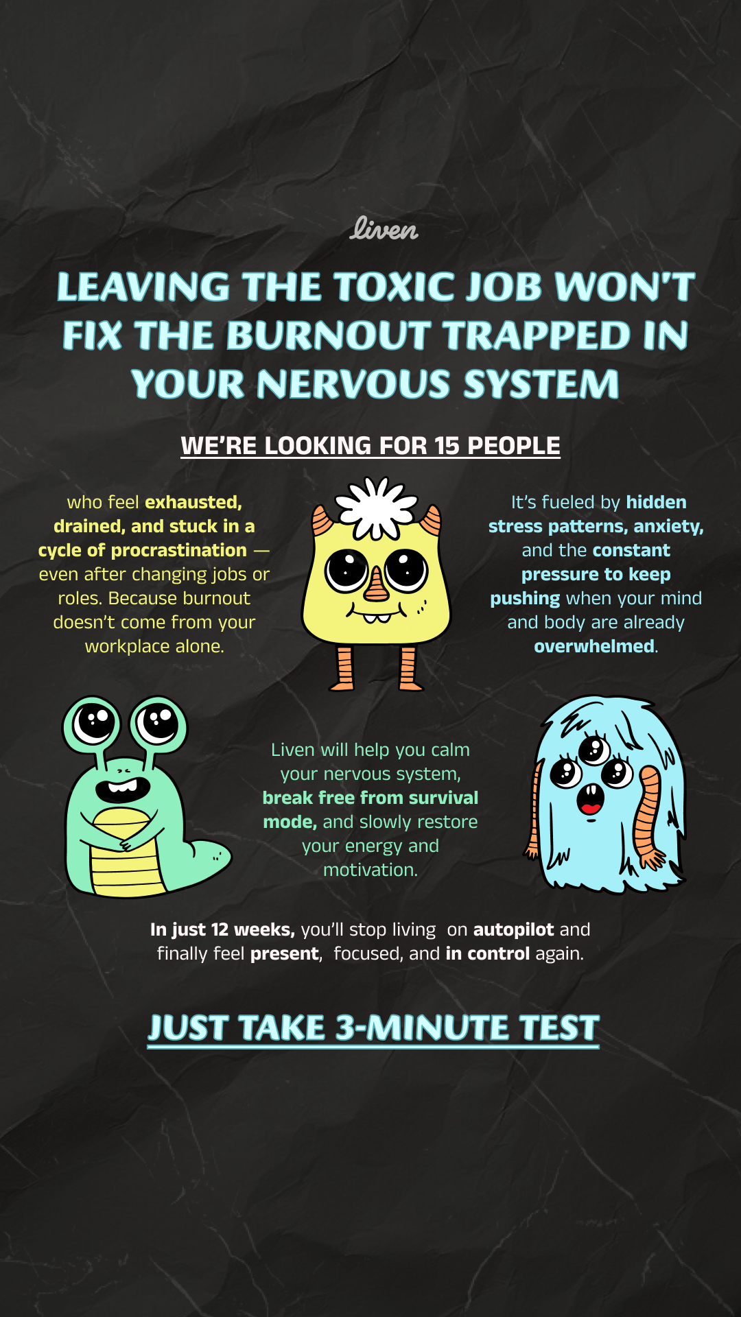 Liven: Communauté d'Éveil de Soi Facebook ad: Easy to Follow Anti-Burnout Plan