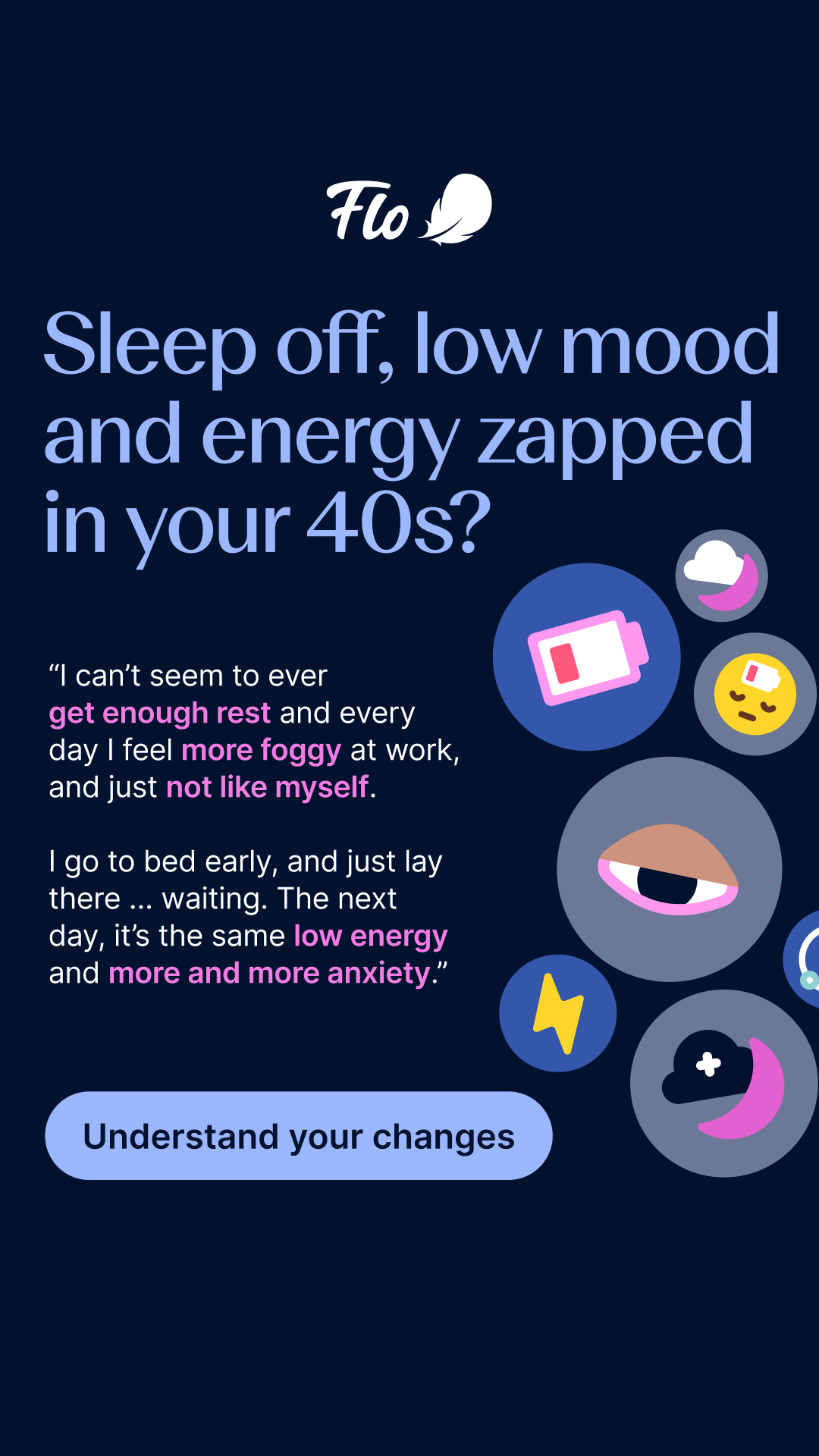 Flo Health App Facebook ad: Try Flo and never look back