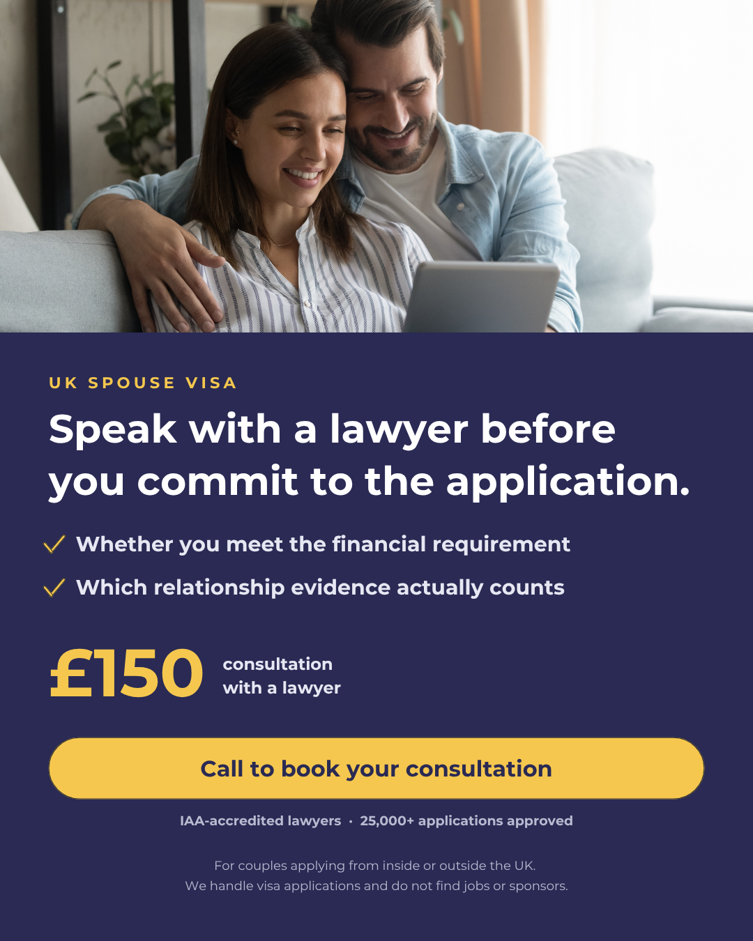 IASimmigration Facebook ad: Apply for your UK spouse visa today