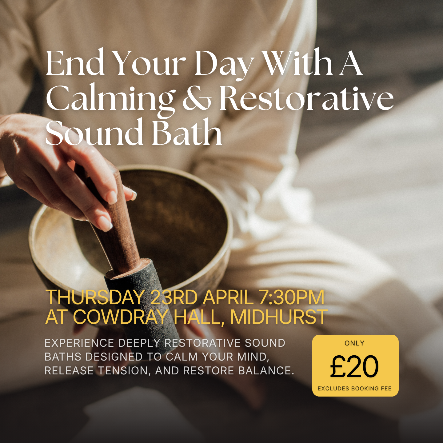 Victorious Vibrations Facebook ad: Sound Baths, Cowdray Hall, Midhurst