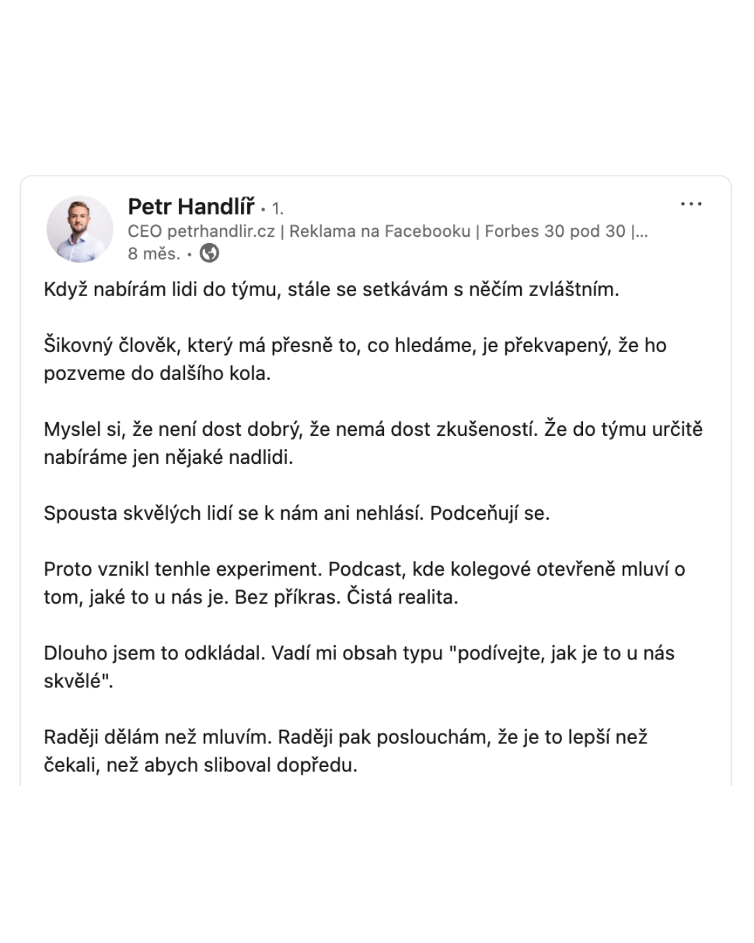 Handlíř. Facebook ad