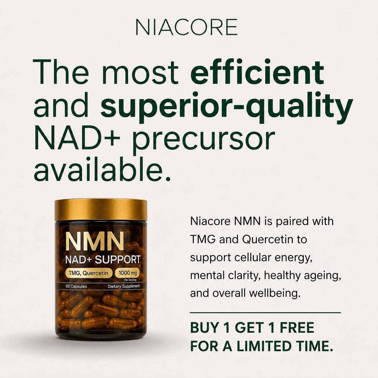 Niacore Facebook ad: Built around the science. Not the margin.